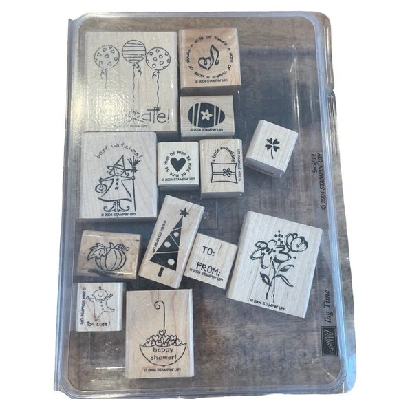 Stampin’ Up! *Retired* Tag Time Stamp Set 2004 13 stamps all occasion cards - Picture 1 of 8